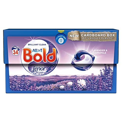 Bold All-in-1 Pods Washing Liquid Laundry Detergent Capsules 34 Washes, Lavender and Camomile, For Brilliant Clean With Built-In Fabric Softener