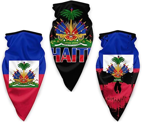 Ningboo 3Pcs Haitian Haiti Flag Outdoor Half Face Scarf Bandana Breathable Neck Gaiter Balaclava #TOP6