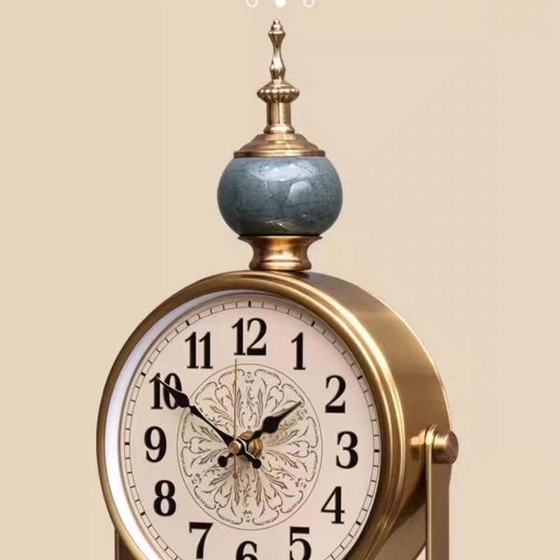 Reloj de mesa retro de metal con péndulo tallado calado para decoración de salón y dormitorio, 50 x 16 cm