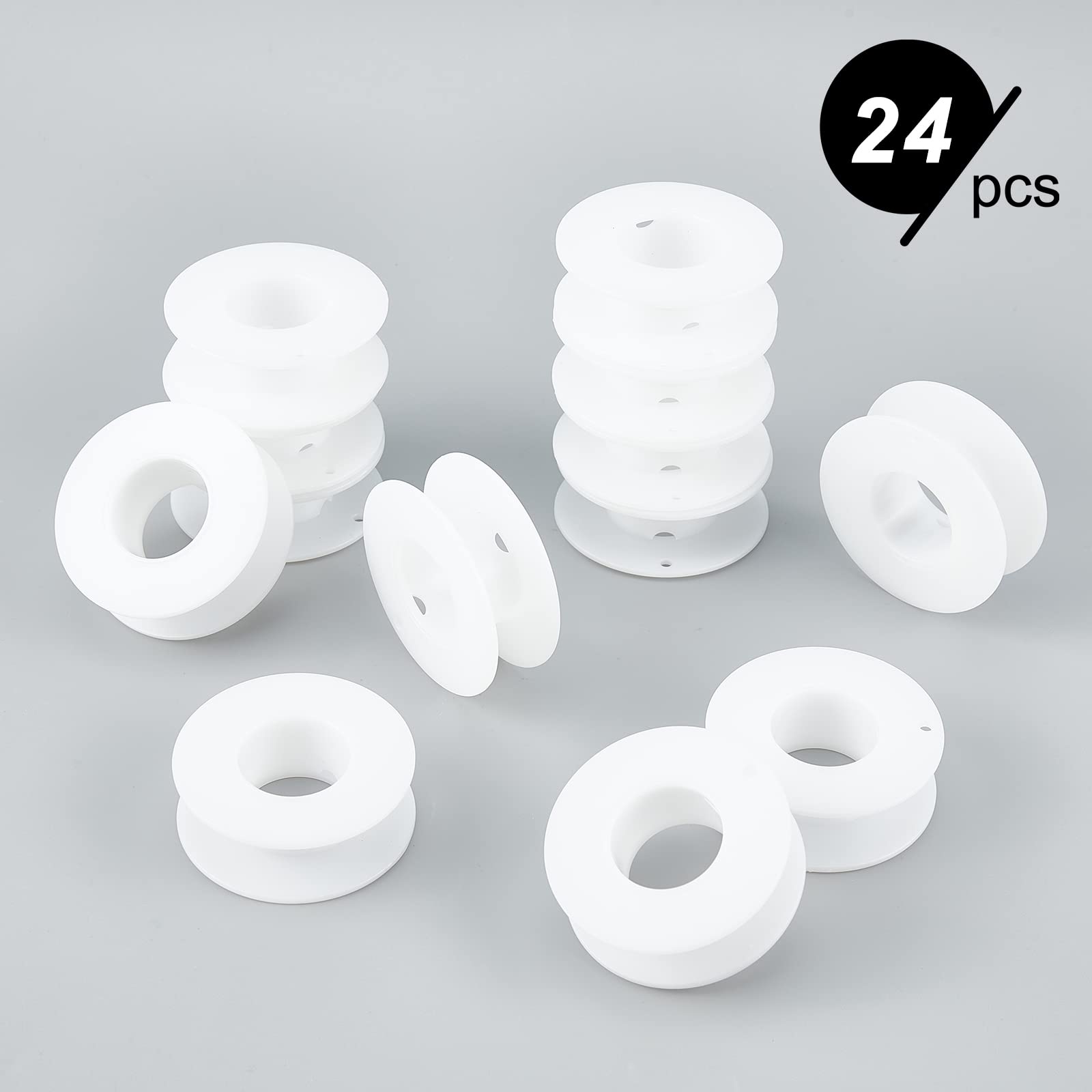 OLYCRAFT 24 bobine di filo di plastica, bobine di filo vuote bobine di plastica per ricamo e macchine da cucire, 55 x 20 mm