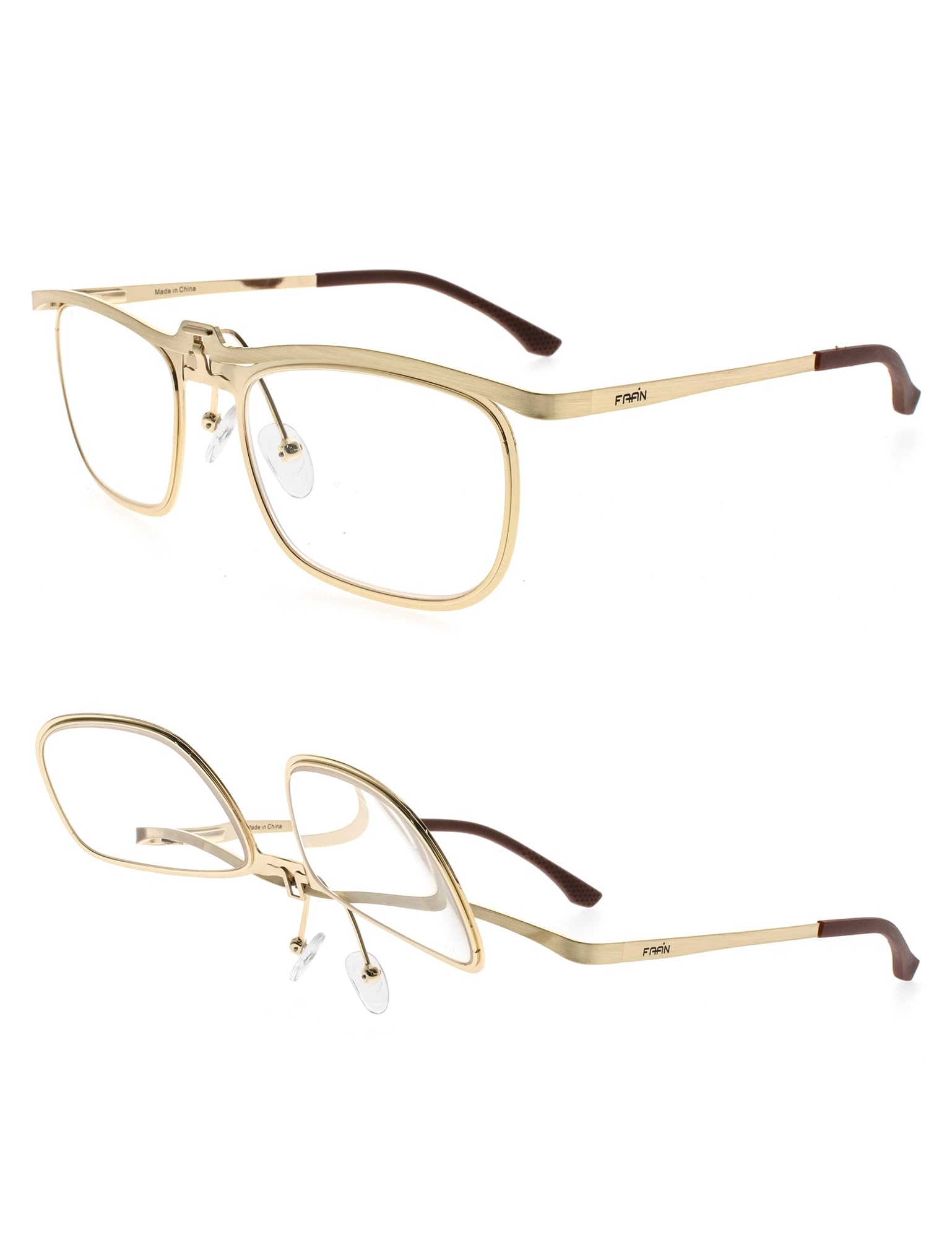 Photo 1 of FAA'N Flip up Reading Glasses for Women Men,Square Frame Readers with Spring Hinge (Presbyopia lens, Gold, +1.50 Diopters)