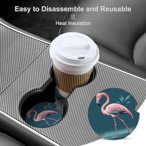 Portavasos de coche de madera con patrones de animales 2.6" 2-pack miniatura 4
