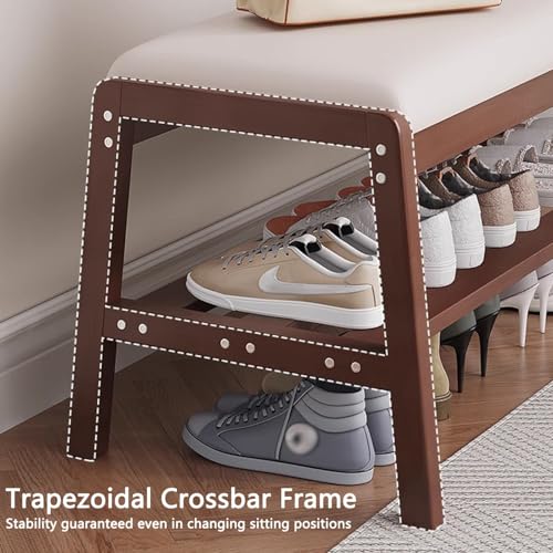 Banc de rangement d'entrée en bois avec coussin confortable pour chaussures - 5