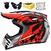 Casque de Motocross, Ensemble de Casques de Moto Cross pour Enfants, Casque d'enduro de Descente Casque intégral, Casque Tout-Terrain ATV BMX intégral pour Jeunes Enfants avec Gants (Rouge A)