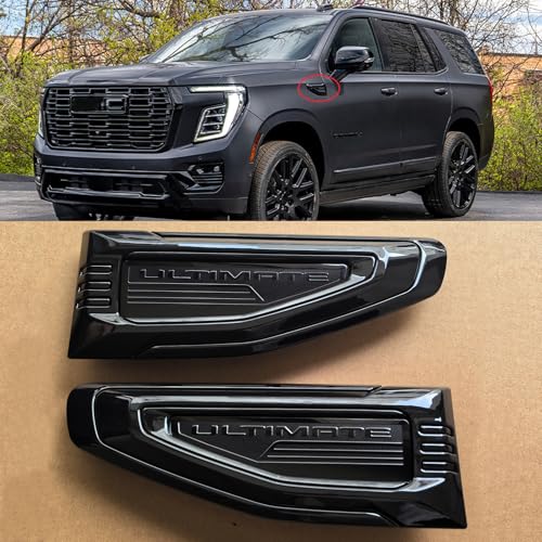 Image of 2pack OEM 2025 2026 Ultimate Vent Emblem Right Left 3D Badge Replacement for Yukon and Yukon XL Denali At4 85532392 85532398 (Gloss Black)