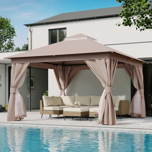 LAUSAINT HOME 12'x12' Outdoor Gazebo, Metal Frame Heavy Duty Patio