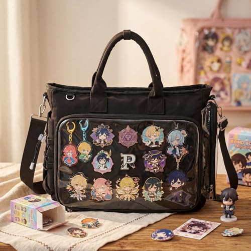 Bolsa Tote Grande Ita Mochila Bandolera Negra Kawaii miniatura 3