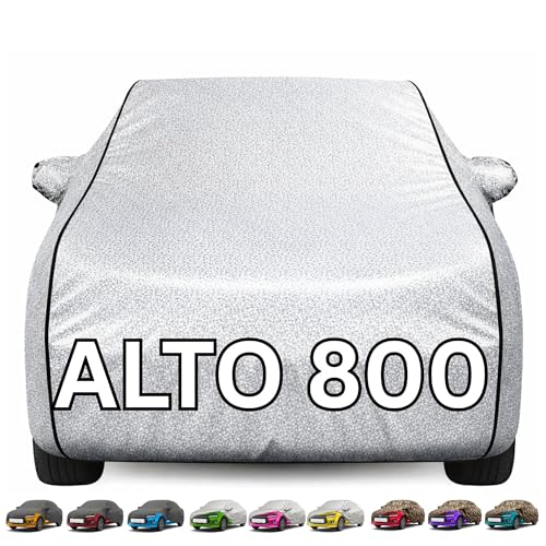 Image of Kayme Premium Silver Alto 800 Car Cover Waterproof for (All Models & Variants - Petrol, Diesel, CNG & EV) |Speacially Custom Fit with Mirror Pockets |All-Weather Protection - Outdoor Car Body Cover