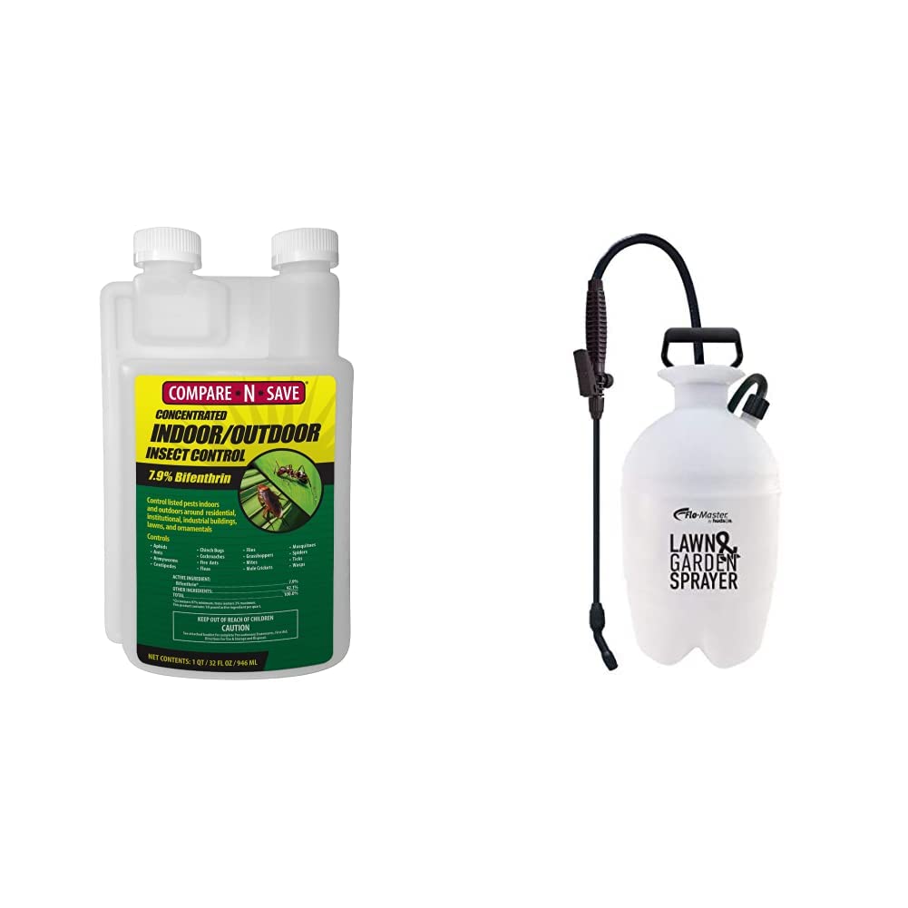 Compare-N-SaveConcentrate Indoor and Outdoor Insect Control, 32-Ounce & Flo-Master by Hudson 2 Gallon Lawn & Garden Sprayer, Translucent, 24102