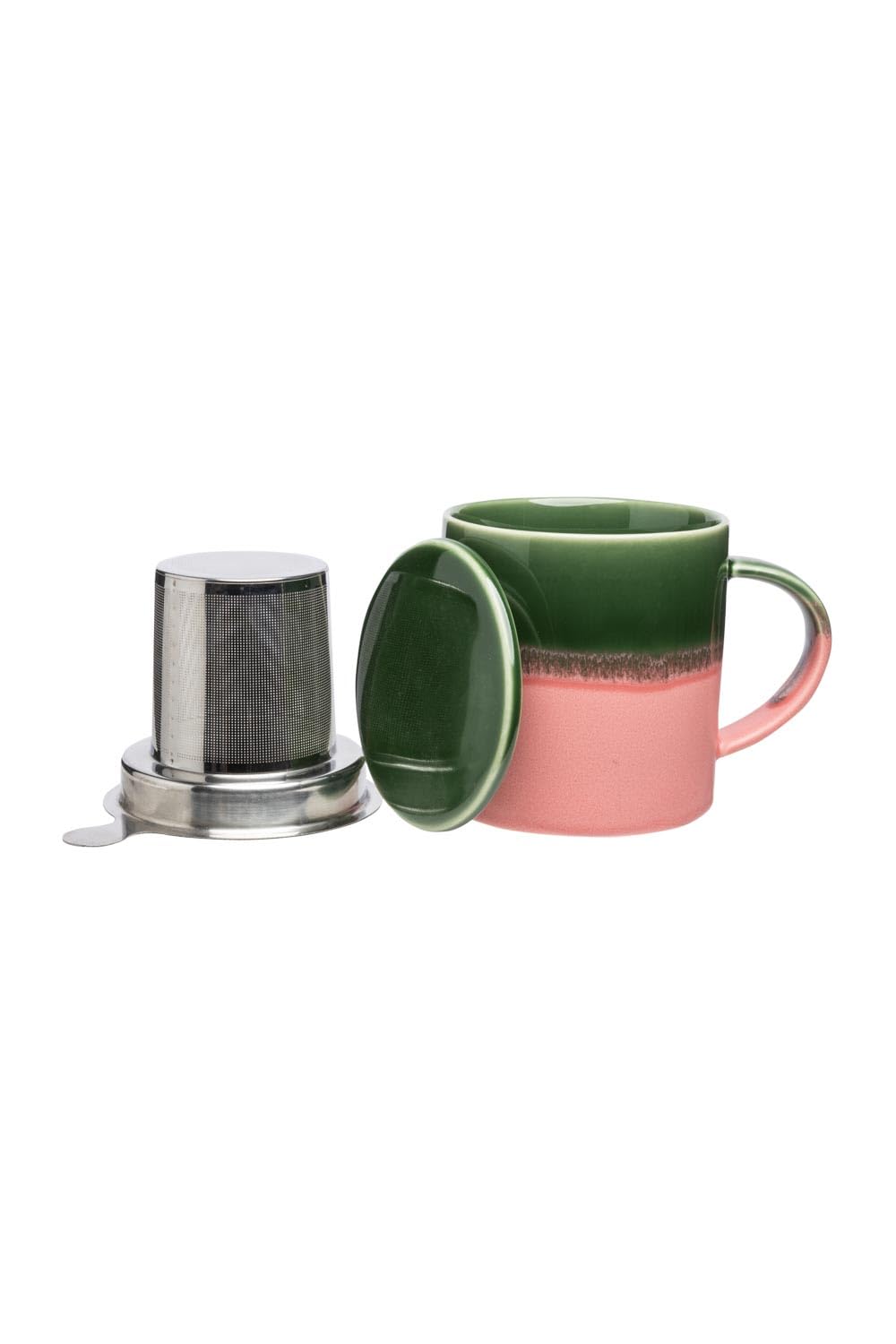 Tranquillo Filiżanka Ceramiczna do Herbaty z Sitkiem i Pokrywką, Kubek Kamionka, 410 ml