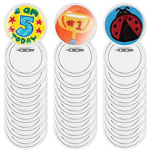 FINDIR 30 Stück Buttons Transparente Buttons selber Machen ohne Buttonmaschine 60mm JGA Buttons DIY Ansteckbuttons mit Anstecknadel und Buttonpapier für Oktoberfest Schule Foto Bild Kleidung Kinder