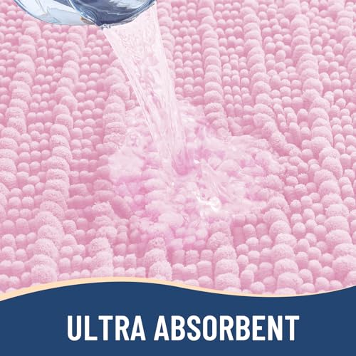 Image of Arotive Luxury Bathroom Rugs 30x20, Extra Soft Thick Absorbent Shaggy Chenille Bath Rugs, Machine Wash Dry, Bath Mats for Bathroom Floor, Tub and Shower, Home Decor Accessories, Pink