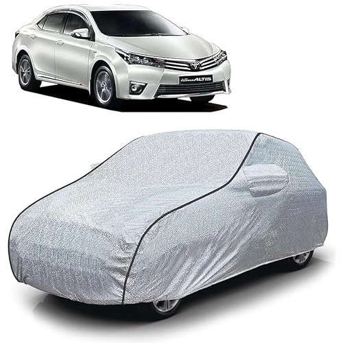 Image of Sulfar 100% Waterproof Car Body Cover Compatible with Mirror for Toyota Altis (Triple Stitched, Full Bottom Elastic, Magic Silver with Black Piping)