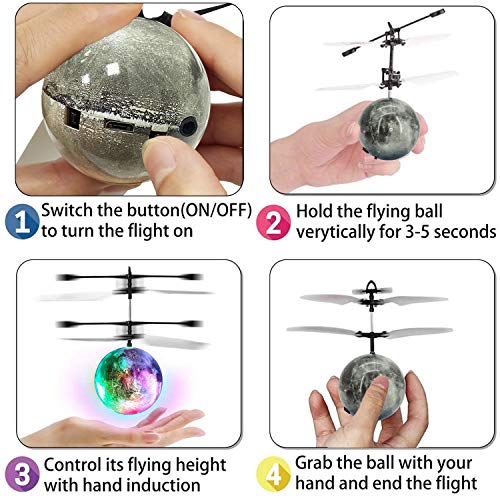Amenon 3 Pack Flying Ball Toys Kids Easter Gifts Holiday For Boys Girls 6-14 Years Easter Basket Stuffer Light Up Hand Operated Drone Hover Ball Recharge Helicopter With Remote Controller #TOP3