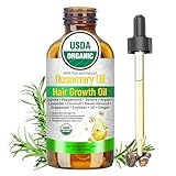 MMPANG Rosemary Oil for Hair Growth with Castor, USDA Certified Organic Hair Oil For Hair Growth Cold Pressed, Peppermint for Thicker Eyebrows, Scalp Treatment & Repair Damaged Hair – 4 FL OZ