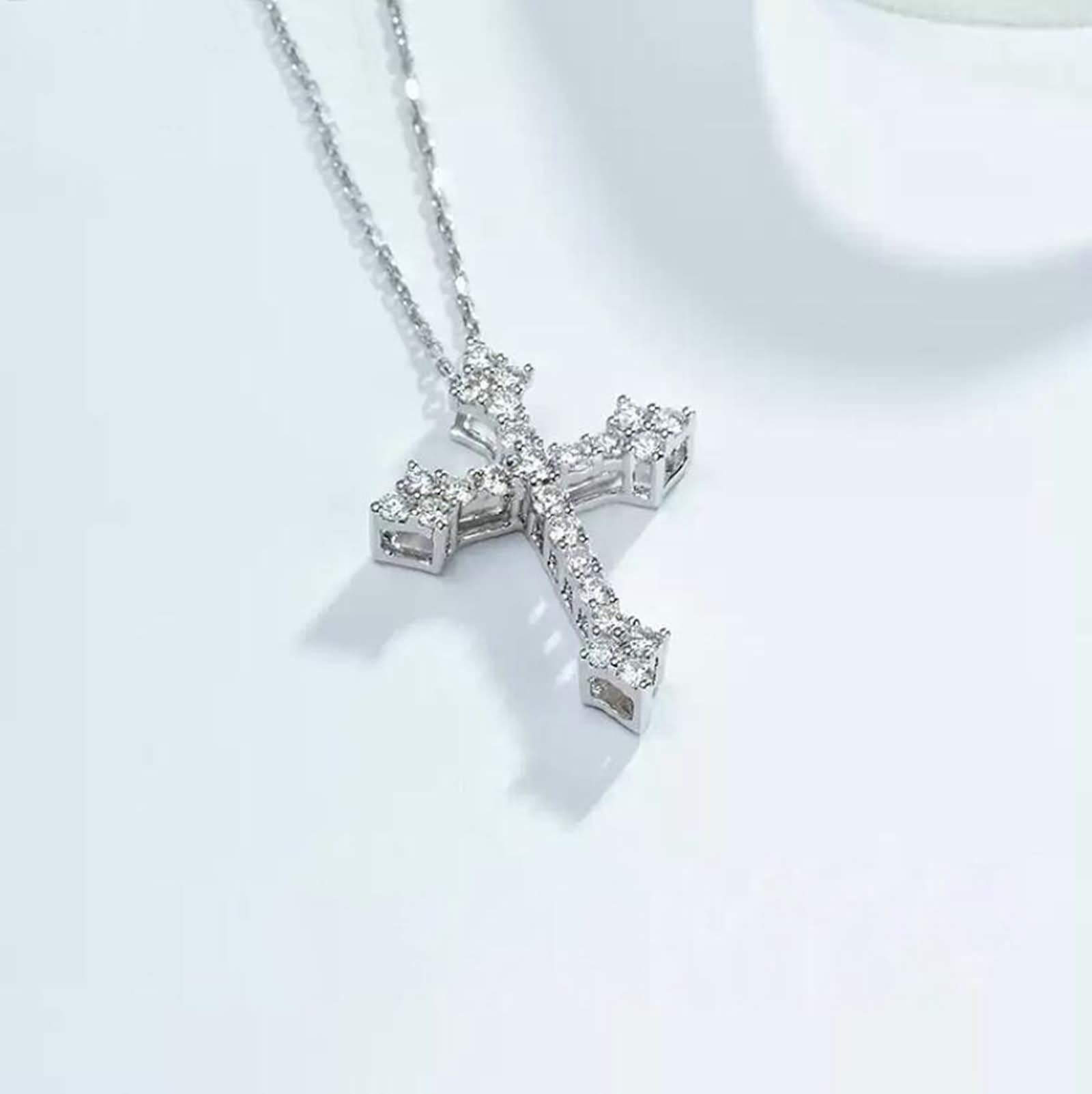 Piccola collana con ciondolo da donna con diamante taglio principessa 0,15 ct 9/14/18 K oro bianco/platino