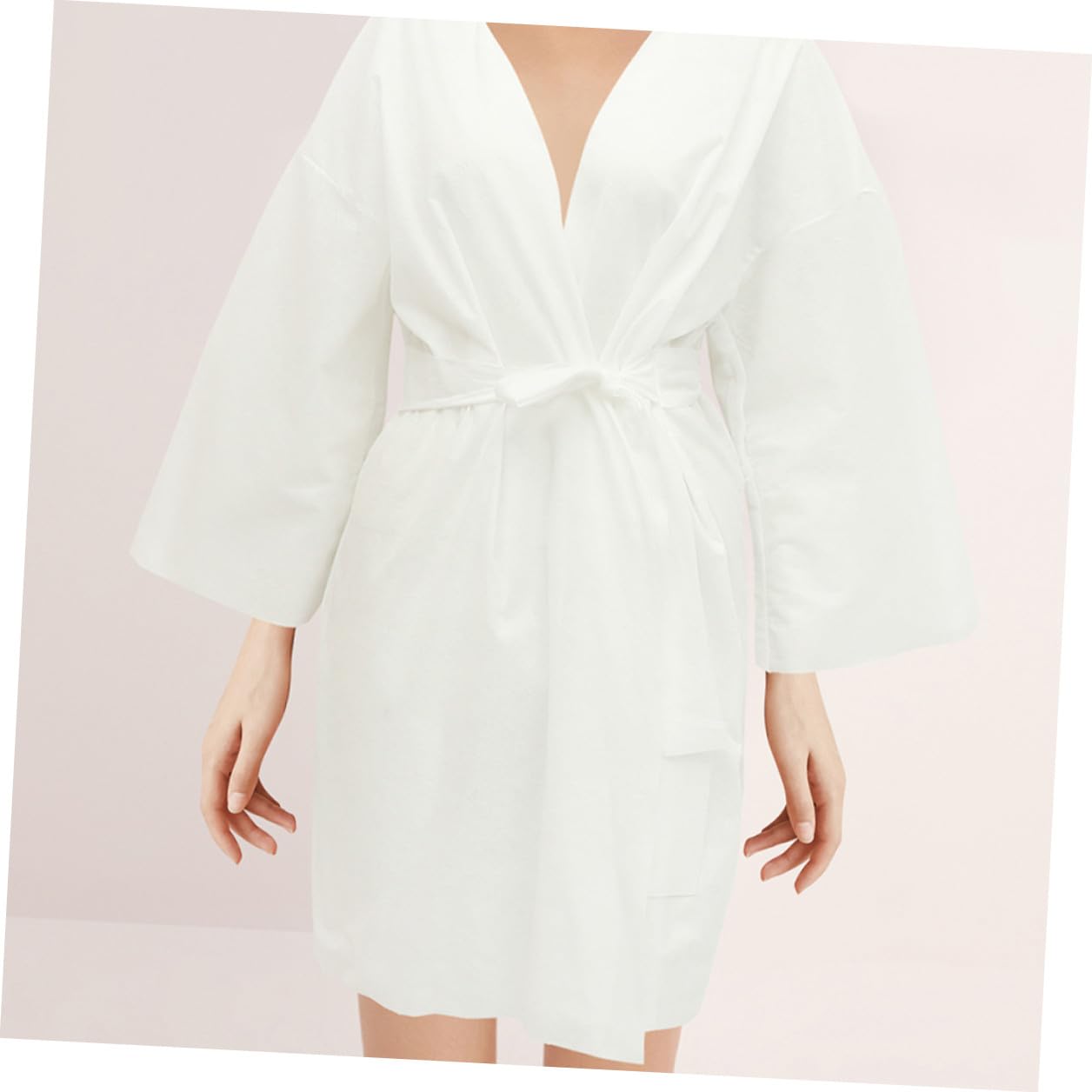 Healvian 6 Albornoces Desechables de Algodón Spunlace Blanco para Baño y Viaje, Cómodos y Livianos, Ideales para Spa, Sauna y Salón de Belleza