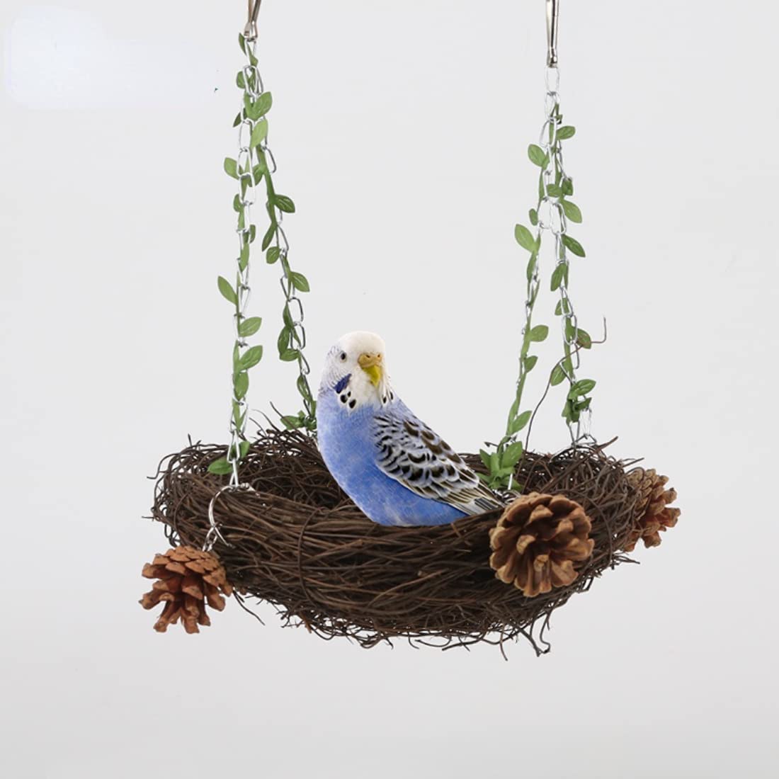 Natural Rattan Bird Swing Toy Nest With Bells For Parrot Cockatoo Macaw