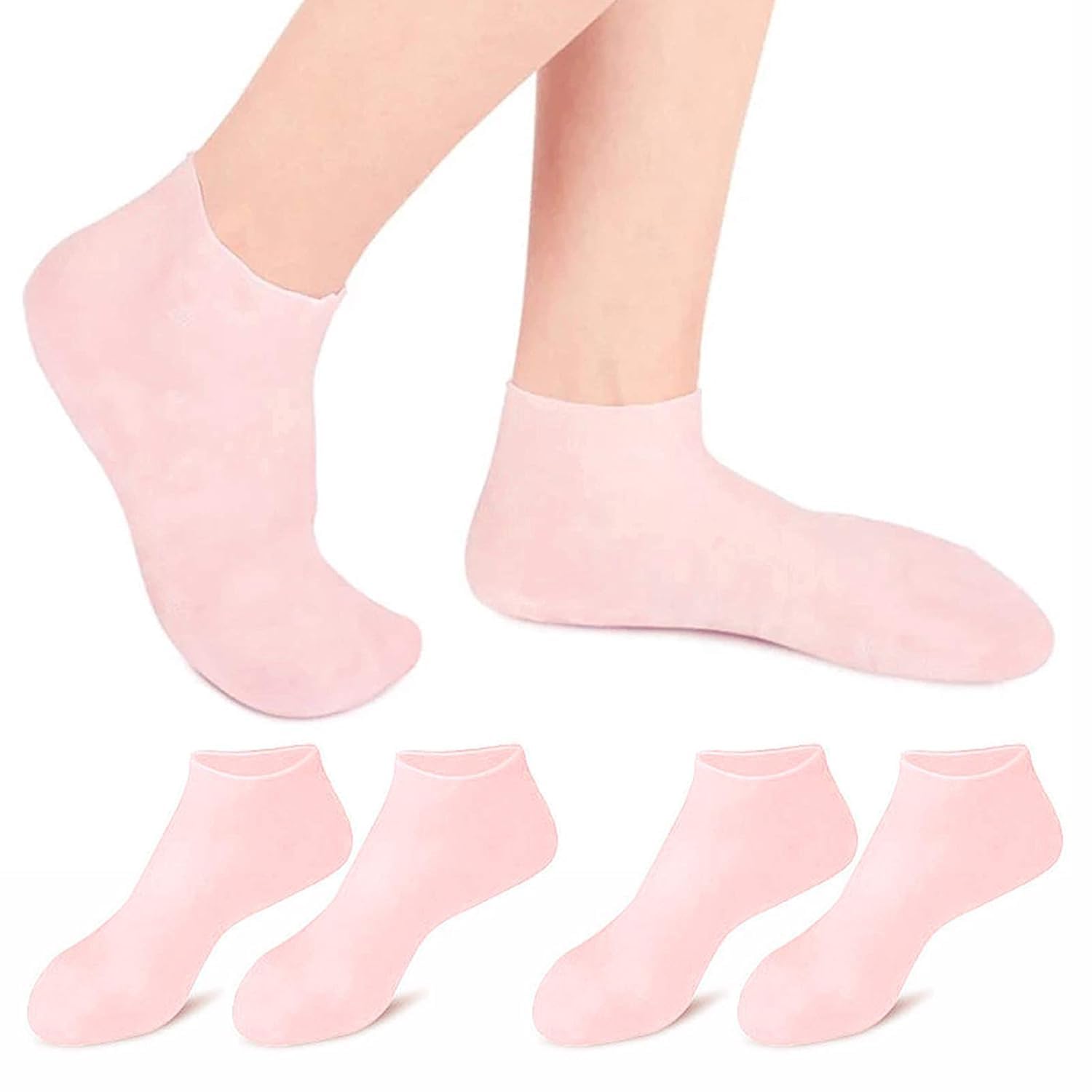 Silicone Moisturizing Socks Ankle Length Foot Cover Reusable Soft Pink Socks-image-8