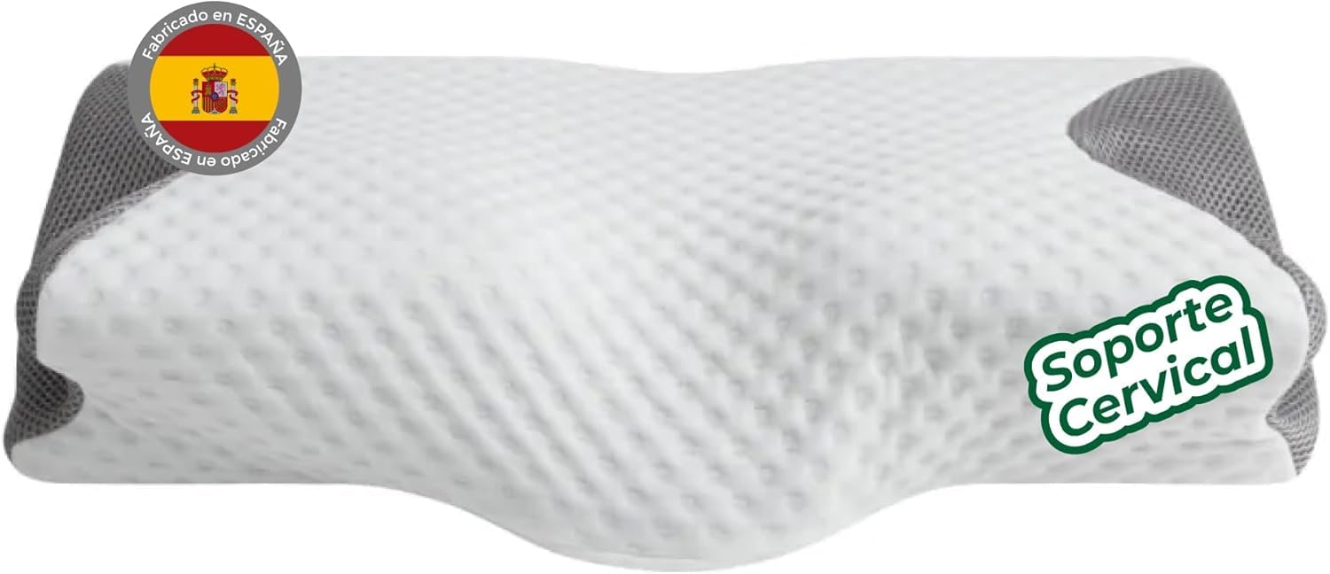 Almohada Cervical Viscoelástica Multipostural Ergonómica con Carbono Funda Transpirable Desenfundable Soporte para Cuello Hombros y Cabeza Descanso para Dormir Boca Arriba Lado y A