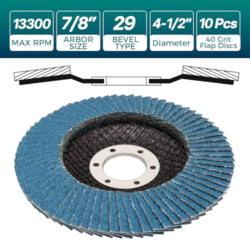 OSTTE 10 Pack Flap Discs 4-1/2" for Angle Grinder 40 Grit by OSTTE - Used condition - Image 2