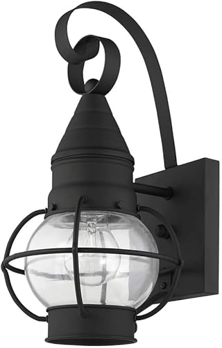 Miniatura 4 de Livex Lighting 26900-91 Linterna de pared transitoria para exteriores de una luz de Newburyport Collection en Pwt, Nckl, B/S, Slvr. acabado, níquel