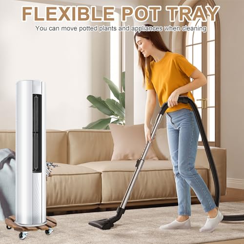 Pflanzenroller Rund, 1 Stuck Blumenroller 40x40cm Rollbrett Rund, Pflanzen Rollbrett 100Kg Tragkraft, Pflanzenroller Outdoor, Blumentopf Untersetzer Mit Rollen, Blumenuntersetzer Rund mit Rollen