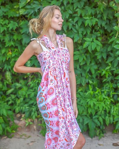 Foto von Mandala Life ART Blauer Damen Sarong Pareo Mit Fringe Hochwertiger Rayon Groß Strand Strandtuch Wickeltuch Wickelrock Strandrock Tapisserie Wickeltuch Bikini Cover Up Tuch Für Badeanzug