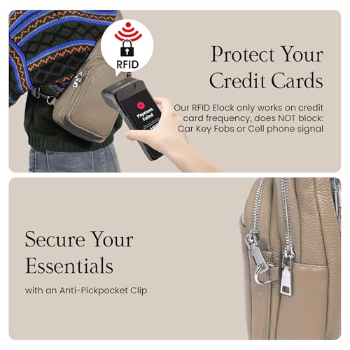 Image of befen Genuine Leather Sling Bag for Women Anti-Theft Crossbody Chest Bags Fanny Packs for Travel with RFID Card Slots