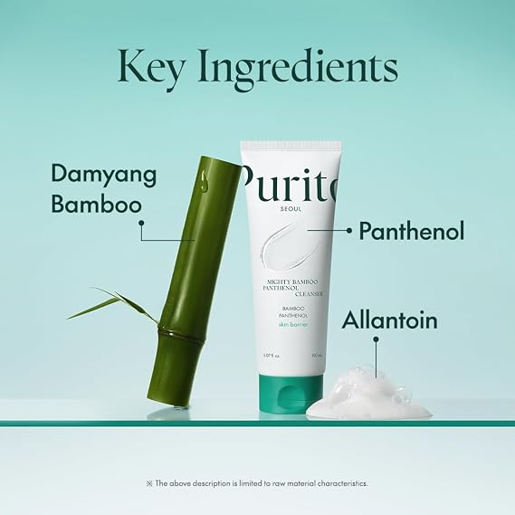 PURITO Mighty Bamboo Panthenol Cleanser, Gentle Face Wash for Moisturizing, Makeup Remover, for Sensitive Skin, Vegan & Cruelty-Free Face Cleanser150ml / 5.07 fl. Oz.