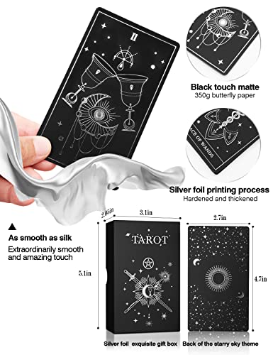 WJPC Silver Foil Tarot Cards with Guide Book Set&Gift Box for Beginner& Expert. Original Design Tarot Decks Cards Decks (Silver) - Image 2