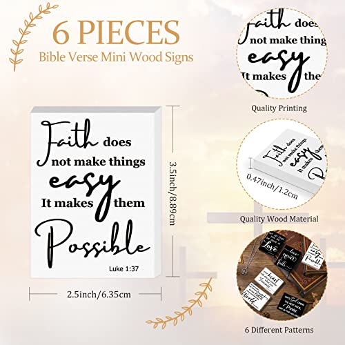 image for Yalikop 6 Pcs Bible Verse Mini Wood Sign Christian Decor Wooden Inspir