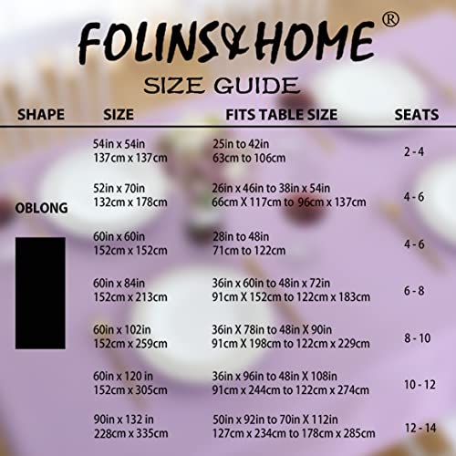 Image of FOLINS&HOME Lavender Rectangle Waterproof Tablecloth, 52 x 70 Inch