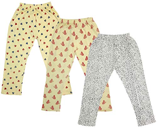 Image of IndiWeaves Girls Printed Cotton Capri Pants for Summer (White,Lemon,Yellow, 14-16 Years) Pack of 3