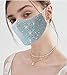 Sparkly Sequins Mouth Masc Fashion Designer Glitter Cotton Face Cover With Adjustable Ear Loops Reusable Masquerade Party Nightclub Rave Festival Sequins Face Covering (Light Blue)