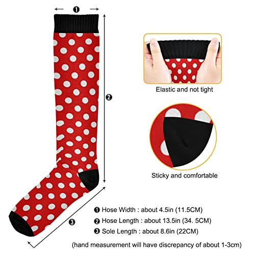 Red White Polka Dot Women's Compression Socks Athletic Tube Sock Unisex Casual Knee High Socks Outdoor Sport Socks For Running Hiking Travel3