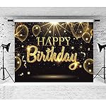 Black Gold Happy Birthday Party Decorations Backdrop, Golden Balloons Glitter Star Birthday Party Photo Background Banner Extra Large Wall Decor Props Party Supplies 6 * 4.2ft - Image 4