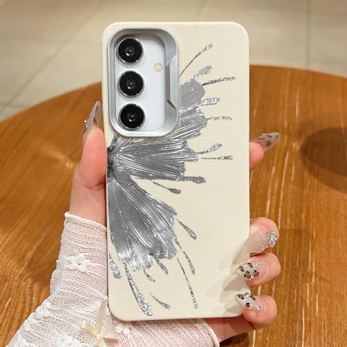 Coque magnétique Samsung S25 anti-choc en silicone souple papillon