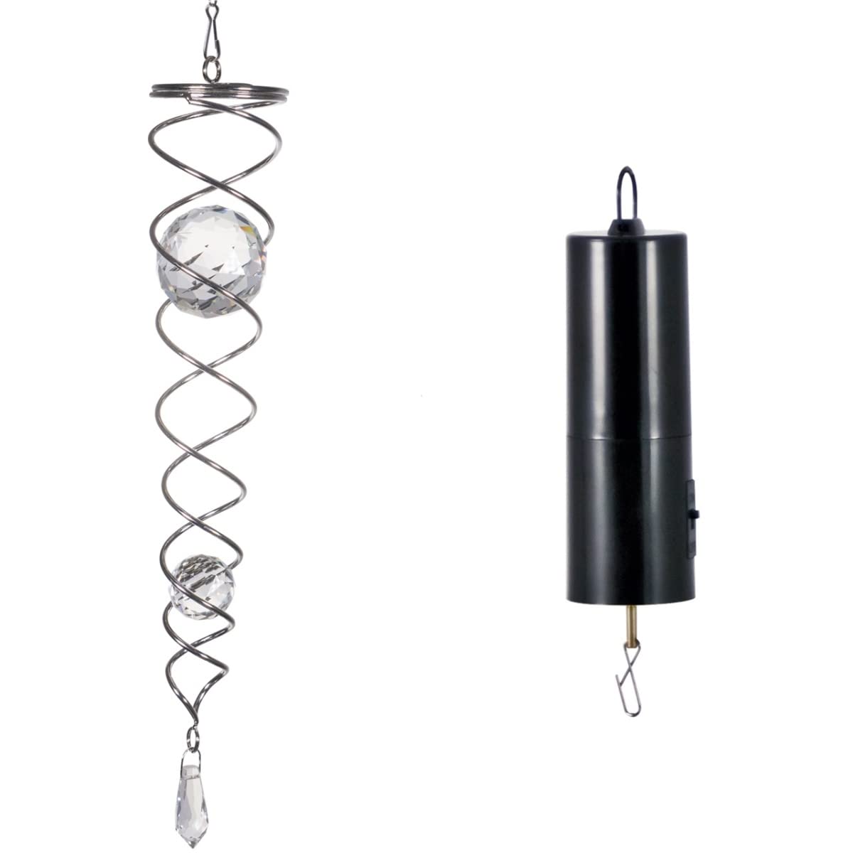 CIM Metal Deco Wind Chime - Crystal Twister - Wind chime 6x34cm - incl. two glass balls Ø5cm/Ø3cm and facet cut glass drops
