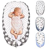 SMTTW Baby Nest, Baby Lounger Co Sleeping Bassinet for Baby Newborn Lounger 100% Soft Cotton Breathable with Baby Pillows for Sleeping, Portable Bassinet as Baby Shower Gifts (Elephant)