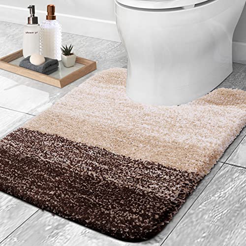 OLANLY Alfombras de baño de Lujo en Forma de U de 24 x 20 Pulgadas, alfombras de baño de Microfibra extrasuave y Absorbente, tapete de baño Antideslizante de Felpa Peluda, Lavable a máquina, tapetes