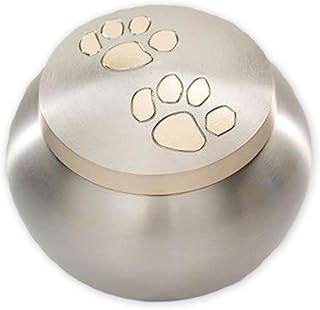 Beautiful Life Urns Pawsitively Cherished Pet Urn - Unique Cremation Urns for Pets, Large, Pewter/Gold