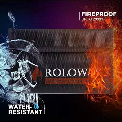 ROLOWAY Small Fireproof Bag (5 x 8 inches), Fireproof Money Bag (4-Pack)