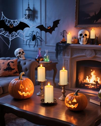 Image of Yme Waterproof Rechargeable Pillar Candles Flickering with Remote Timers | Magnetic Charging Base, Flameless LED Battery Operated Candles, for Outdoor Indoor Lantern Home Patio Yard Decor, 4 Pack