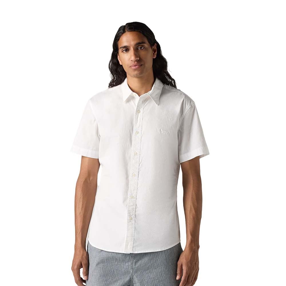 Levi's Men's Short-Sleeved Battery Housemark Slim Shirt, Bright White, L