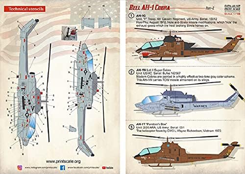 Print Scale 48-187 - 1/48 - Bell AH-1 Cobra Part 2, Wet Decals for Scale Model