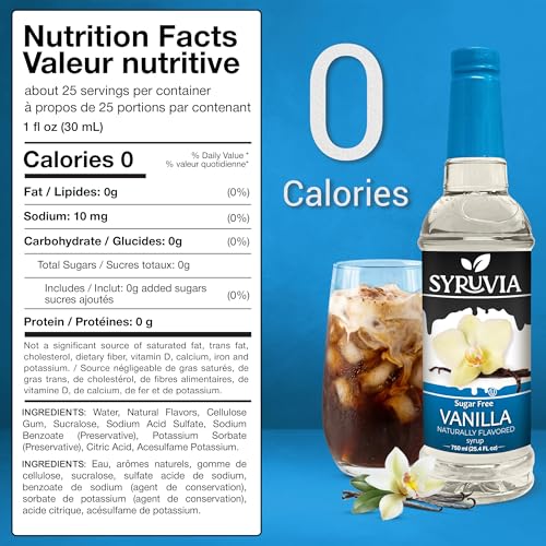 Syruvia Sugar-Free Vanilla & Sugar-Free Caramel Syrup - 25.4 fl oz. Premium Coffee Flavoring Syrup. Kosher, and Gluten-Free. Perfect for Enhancing Drinks, Sodas, Shakes, Desserts, and More. - image 2