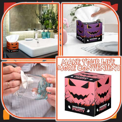 Image of Fourluoo 12 Pack Halloween Facial Tissues Cube Face Boxes 600 Sheets 3 Ply
