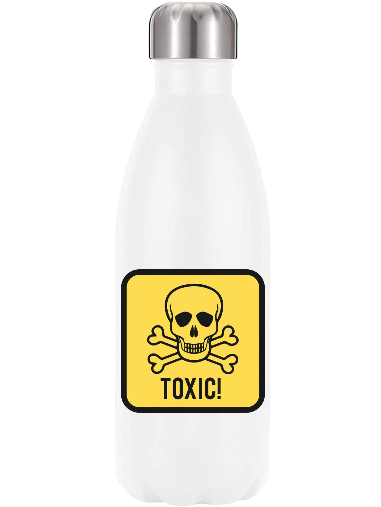 Botella térmica de acero inoxidable de 350ml blanca con diseño parodia de cráneo tóxico libre de BPA