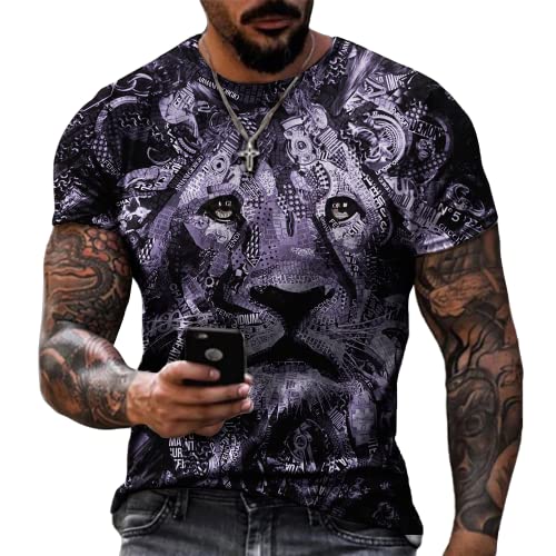 Image of Taamlou Men's Muscle Fitness Short Sleeve Printed Personalized Fashion Sweatshirt Fashionable T-Shirt, Tsm00810bd, XXL